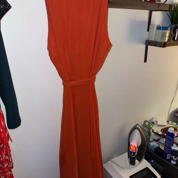 Tahari ASL Bold Orange High Low Dress - Picture 2 of 4